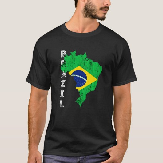 Brasilianische Karte Brasilianische Flagge Brasili T-Shirt (Vorderseite)