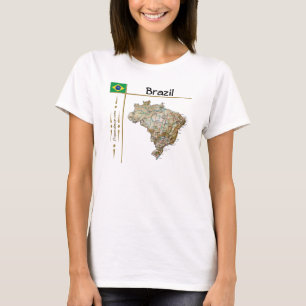 Brasilianische Karte + Flagge + T - Shirt