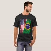 Brasilianische Roots Halb-Amerikanische Flagge Bra T-Shirt (Vorne ganz)