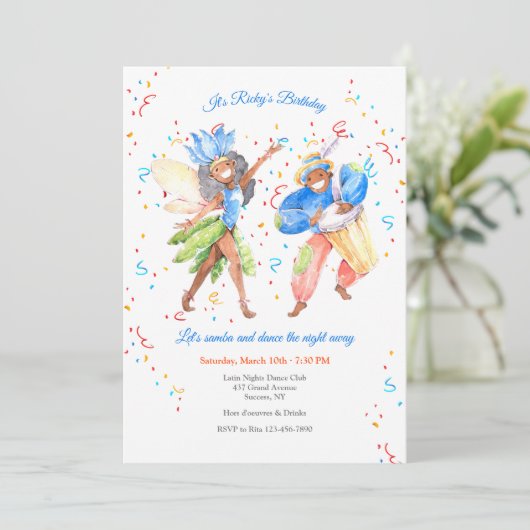 Brasilianische Samba-Einladung Einladung (Stehend Vorderseite)