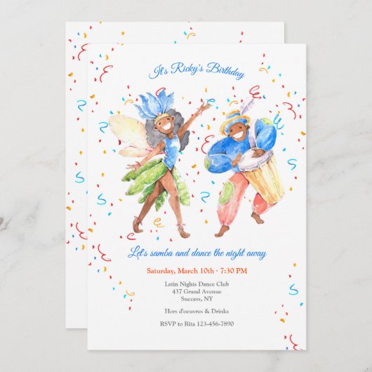 Brasilianische Samba-Einladung Einladung (Vorne/Hinten)