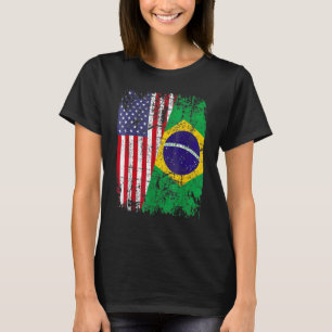 BRASILIANISCHE WURZELN Halbe amerikanische Flagge  T-Shirt
