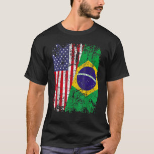 BRASILIANISCHE WURZELN Halbe amerikanische Flagge T-Shirt