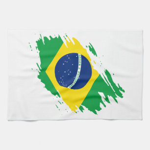 Brasilianische zerrissene Flagge Nationalstolz Spo Geschirrtuch