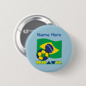 Brasilianischer Flaggenfußball Ball Brasilien Blue Button (Vorne & Hinten)