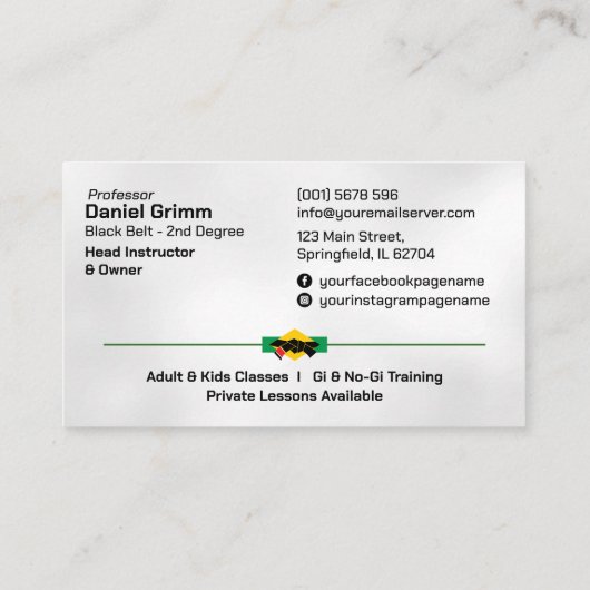 Brasilianischer Jiu-Jitsu-Akademielehrer Visitenkarte (Rückseite)