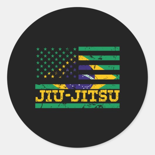 Brasilianischer Jiu Jitsu American Flag US Sports Runder Aufkleber (Vorderseite)