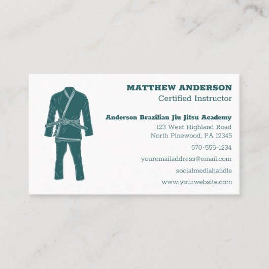 Brasilianischer Jiu Jitsu BJJ School Instructor Aq Visitenkarte (Vorderseite)