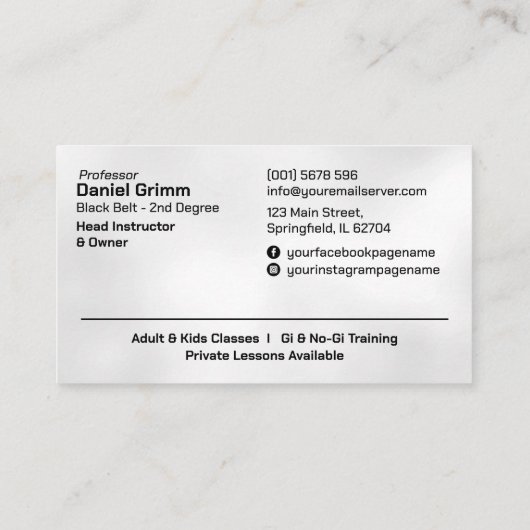 Brasilianischer Jiu-Jitsu-Instruktor Visitenkarte (Rückseite)