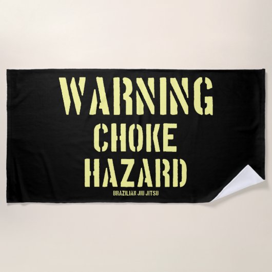 Brasilianischer Jiu Jitsu Warning Choke Hazard BJJ Strandtuch (Vorderseite)