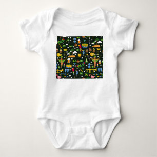 Brasilianischer Karneval, Vintage flache Textur. Baby Strampler