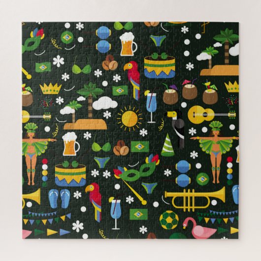 Brasilianischer Karneval, Vintage flache Textur. Puzzle (Vertikal)