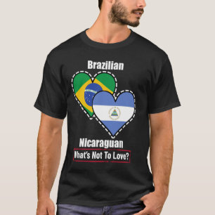Brasilianischer Nicaraguanischer Herz-Flaggen Was  T-Shirt
