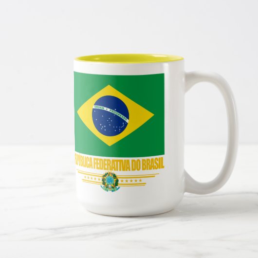 Brasilianischer Pride Zweifarbige Tasse (Rechts)