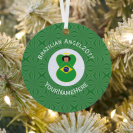 Brasilianisches Angel-Jahr mit Ihrem Namen Ornament Aus Metall