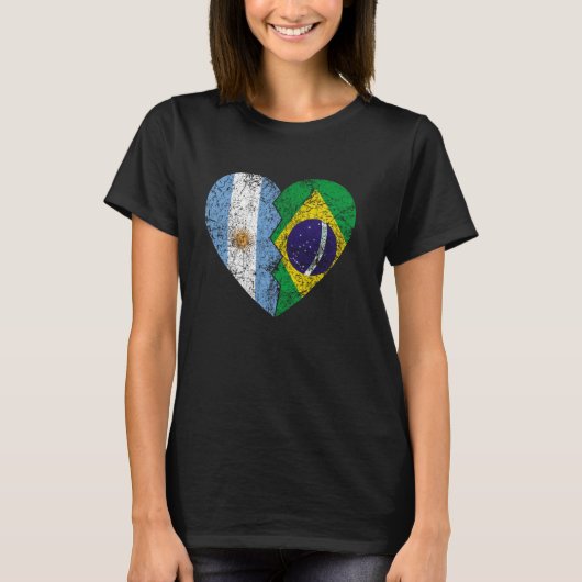 Brasilianisches argentinisches Flaggen Herz Argent T-Shirt (Vorderseite)