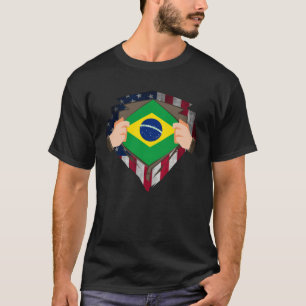 Brasilianisches Erbe Brasilien Wurzeln USA-Flagge  T-Shirt