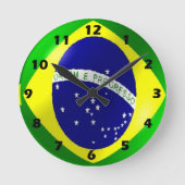 Brasilianisches Flaggendesign Runde Wanduhr (Vorderseite)