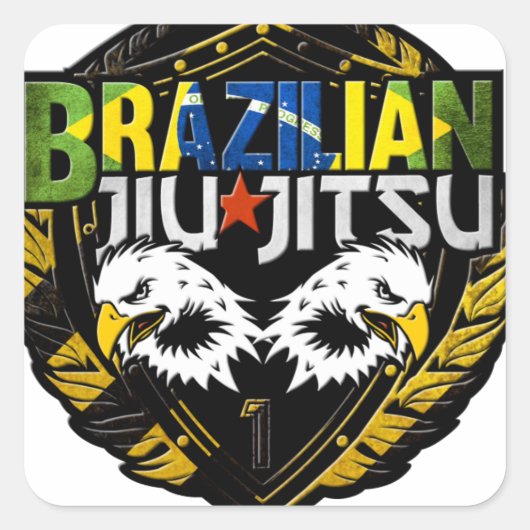 Brasilianisches Jiu Jitsu Emblem Quadratischer Aufkleber (Vorderseite)