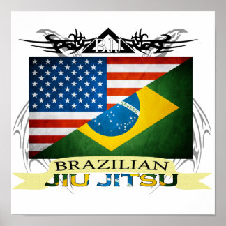 Brasilianisches Jiu JItsu Flag Fusion Poster