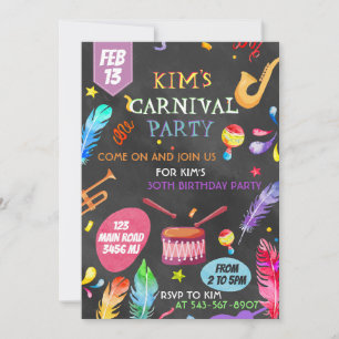 Brasilianisches Karneval-Themen-Einladungsdesign Einladung
