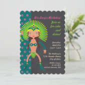 Brasilianisches Samba Mädchen Einladung zur Geburt (Stehend Vorderseite)