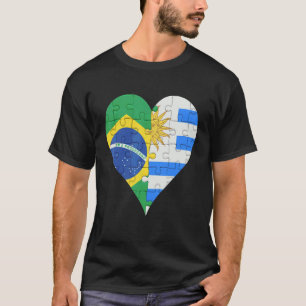 Brasilianisches uraguyan Flag Herz T-Shirt