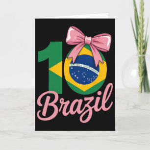Brasilien 10 Geburtstagsoutfit mit rosa Schleife f Karte