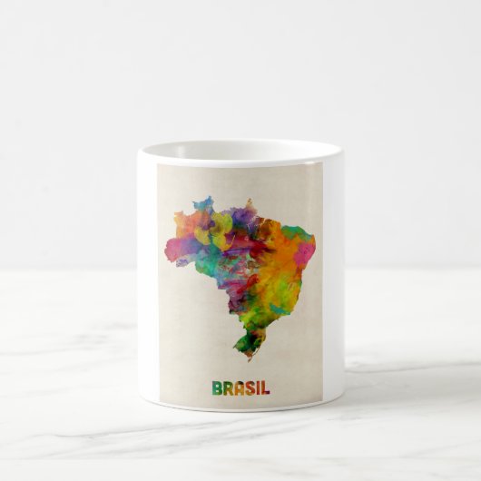 Brasilien-Aquarell-Karte Kaffeetasse (Mittel)