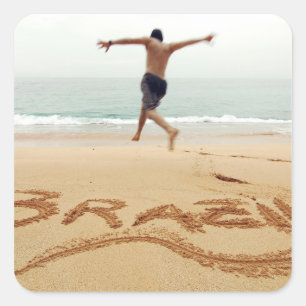 BRASILIEN Barecher mit Anzug Quadratischer Aufkleber