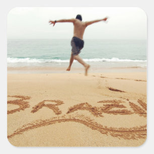 BRASILIEN Barecher mit Anzug Quadratischer Aufkleber