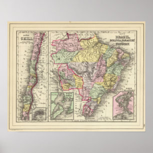 Brasilien, Bolivien, Paraguay, Uruguay Poster