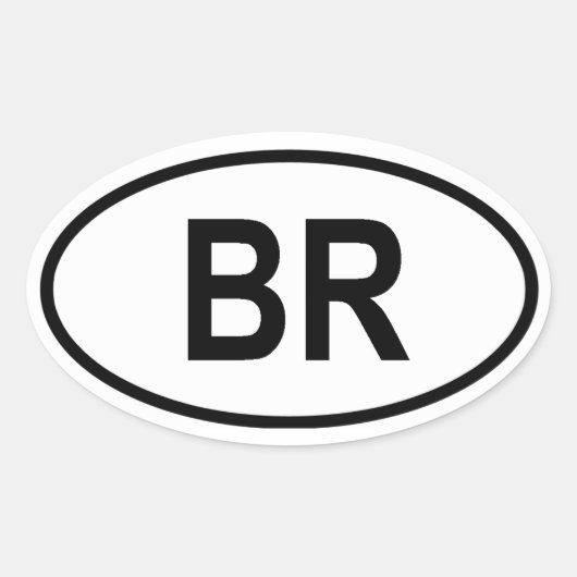 Brasilien "BR" Ovaler Aufkleber (Vorderseite)
