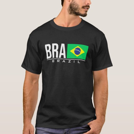 Brasilien Brasil Flagge Brasilianischer Ländercode T-Shirt (Vorderseite)