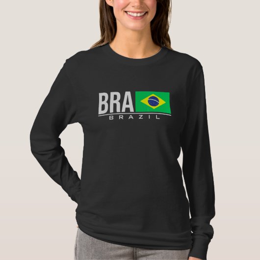 Brasilien Brasil Flagge Brasilianischer Ländercode T-Shirt (Vorderseite)