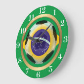 Brasilien / Brasiler Fußballball Große Wanduhr (Winkel)