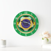 Brasilien / Brasiler Fußballball Große Wanduhr (Zuhause)