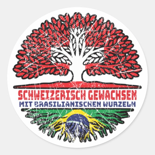 Brasilien Brasilianisch Schweizer Schweiz Baum Runder Aufkleber (Vorderseite)