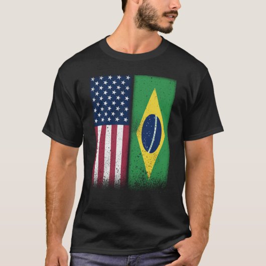 Brasilien Brasilianische amerikanische Flaggen Pro T-Shirt (Vorderseite)