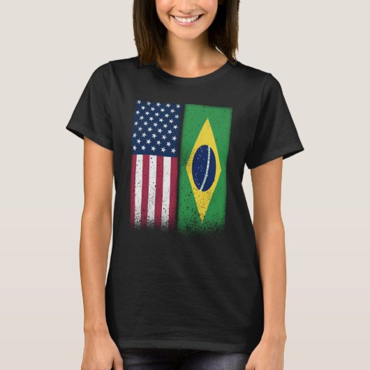 Brasilien Brasilianische amerikanische Flaggen Pro T-Shirt (Vorderseite)