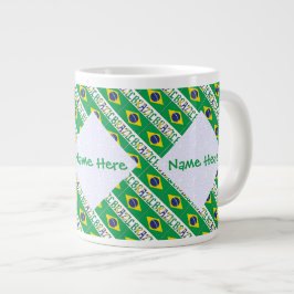 Brasilien Brasilianische Flagge geteert grün Perso Jumbo-Tasse