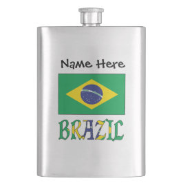 Brasilien Brasilianische Flagge Schwarze Personali Flachmann