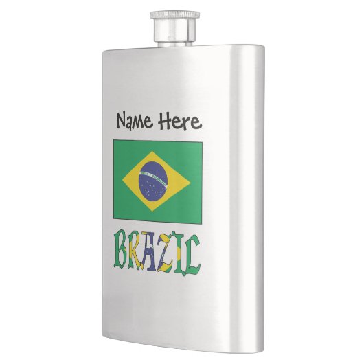 Brasilien Brasilianische Flagge Schwarze Personali Flachmann (Links)