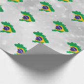 Brasilien Brasilianisches Flag Map Wrapping Paper Geschenkpapier (Ecke)