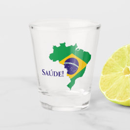 Brasilien Brasiliens Flaggenkarte Saúde Cheers Schnapsglas