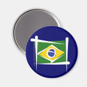 Brasilien - Brush Flag Magnet (Vorderseite/Rückseite)