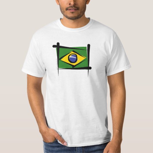 Brasilien-Bürsten-Flagge T-Shirt (Vorderseite)