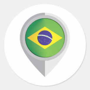 Brasilien Button Location Flag Runder Aufkleber
