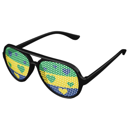 Brasilien Flag Fan Patriotic Aviator Sonnenbrille (Schrägansicht)