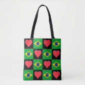 Brasilien Flag Herz Muster Patriotic Brasilien Tasche (Vorderseite)